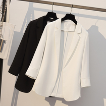 White blazer ladies summer 2021 spring and autumn Net red casual black chiffon small suit top thin