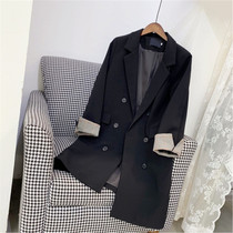 Black blazer womens long Korean version of loose 2021 Spring and Autumn New Net red casual small suit jacket