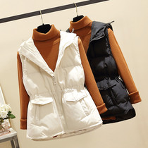 Hooded down cotton vest womens vest coat Korean version 2021 autumn and winter New Wild horse clip waistcoat shoulder wear tide