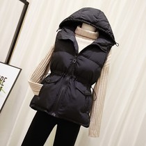 Down cotton waistcoat women hooded waist slim vest coat coat 2021 autumn and winter New Wild horse clip