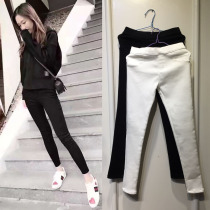 South Korea 2019 autumn and winter magic pants pencil pants high waist elastic pants plus velvet thickened leggings womens outer wear small feet pants