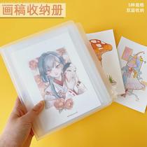 Artwork storage book Watercolor illustration storage favorites transparent folder double-layer double-page photo album