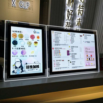 Price list menu coffee milk tea shop desktop bar acrylic ultra-thin LED ordering display brand Crystal Light Box