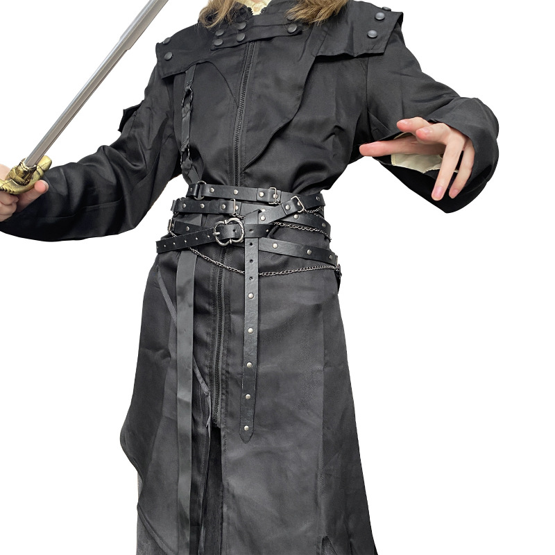 Japanese Subculture Gothic Punk Harajuku Final Fantasy Functional Style Versatile Medieval Chain Thin Belt