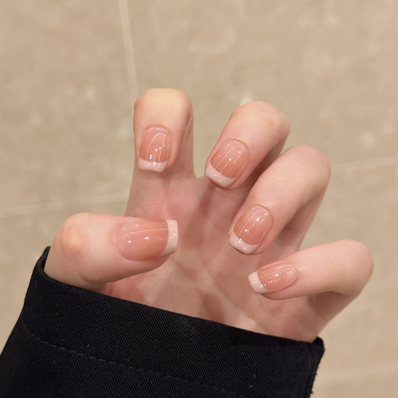 Purely Handmade Wearable Nails, Versatile Nude Color Gradient, Simple French Short Style Manicure, Light Luxury, Brightening, Autumn and Winter Fake Nail Stickers Purely Handmade Wearable Nails, Versatile Nude Color Gradient, Simple French Short Style Manicure, Light Luxury, Brightening, Autumn and Winter Fake Nail Stickers