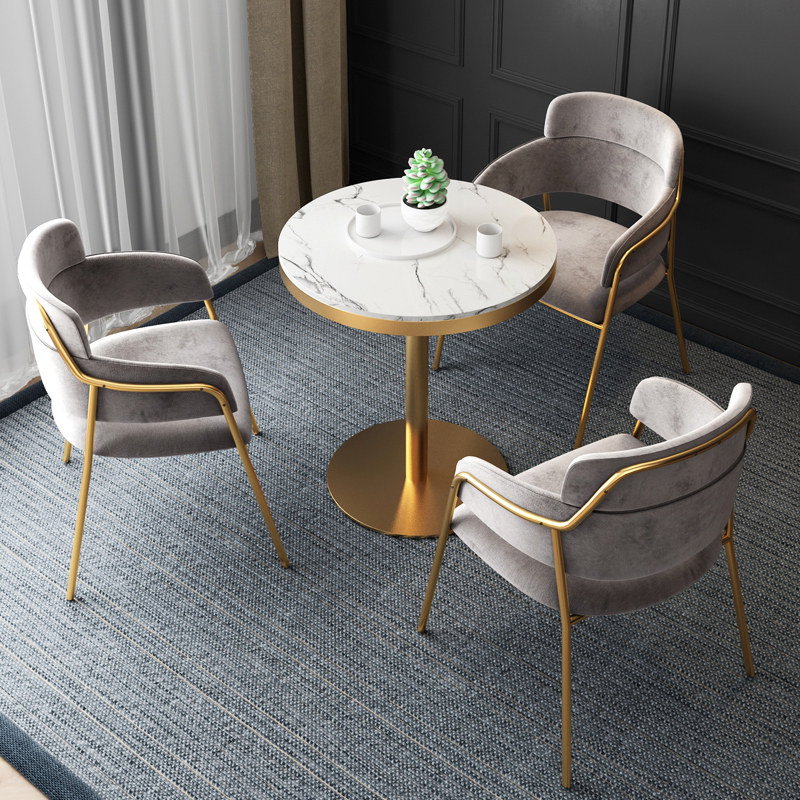 Sample house exhibition center negotiation table and chair combination one table and four chairs light luxury modern minimalist reception reception business negotiation small round table