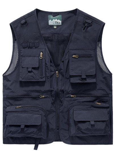 Men's Multi-Pocket Utility Vest Fishing Hiking Photography Outdoor Quick-Drying Jacket Sleeveless Vest