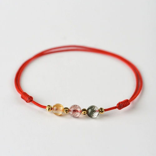 Натуральная вода, кварц, браслет на ногу, браслет с одной бусиной, цепочка, сексуальный браслет из красной нити, в корейском стиле, простой и элегантный дизайн, на удачу, популярно в интернете