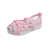 Summer girls mesh Hanfu shoes Chinese style childrens hollow embroidered shoes girls performance mesh shoes breathable sandals