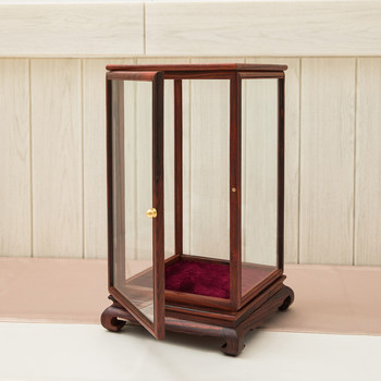 Mahogany antique guanyin buddha statue, jade ornaments, base, cage, glass cover, display box, cabinet, dust-proof cover, customized