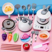 Childrens house simulation kitchen toy baby mini stir-fried food little boy girl cooking cooking kitchen utensils set