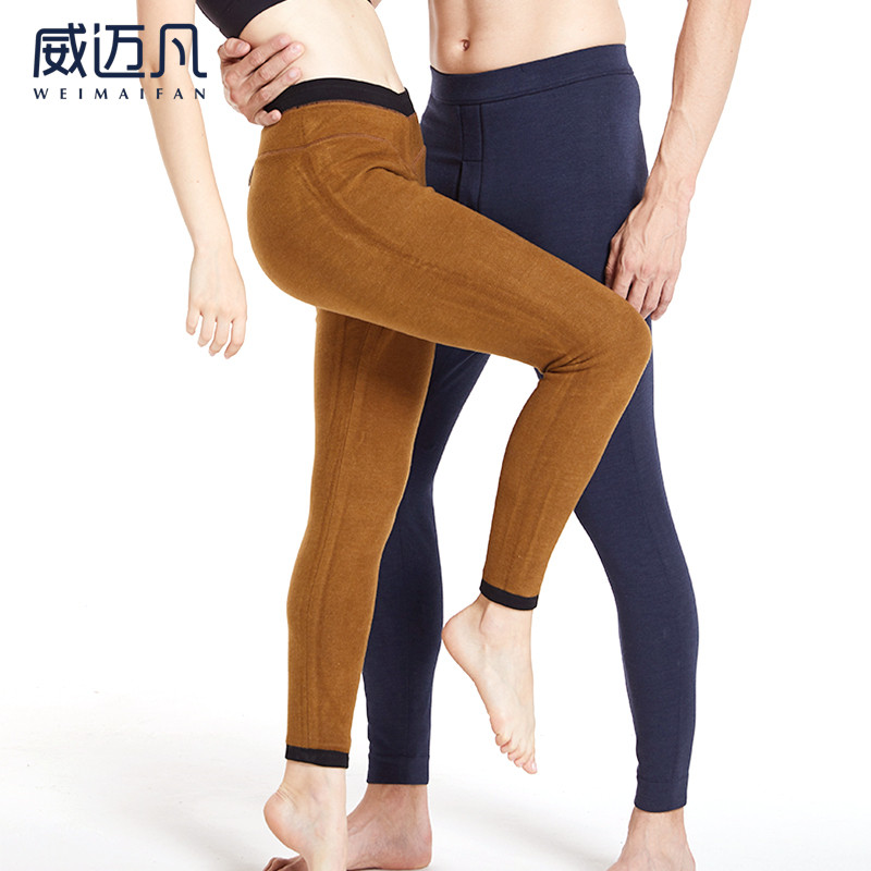 Young and middle-aged camel wool warm pants winter cotton pants men's thickened plus velvet women's extra-thick high-waisted bottoming modal sanitary pants