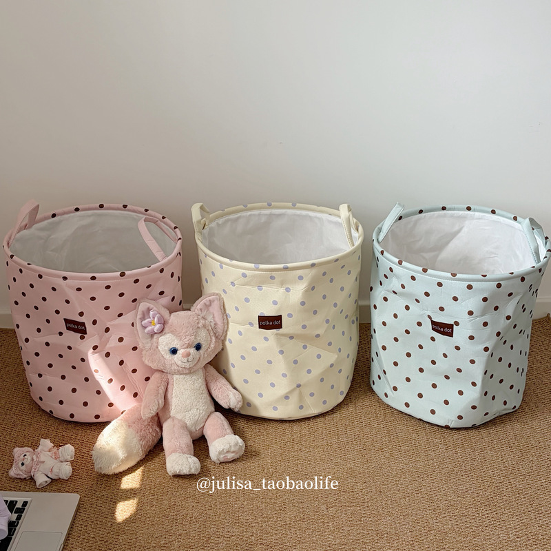 Original Classic Retro Baby Blue Polka Dot Large Capacity Dirty Clothes Basket Multifunctional Toy Doll Storage and Organization Small Basket Original Classic Retro Baby Blue Polka Dot Large Capacity Dirty Clothes Basket Multifunctional Toy Doll Storage and Organization Small Basket