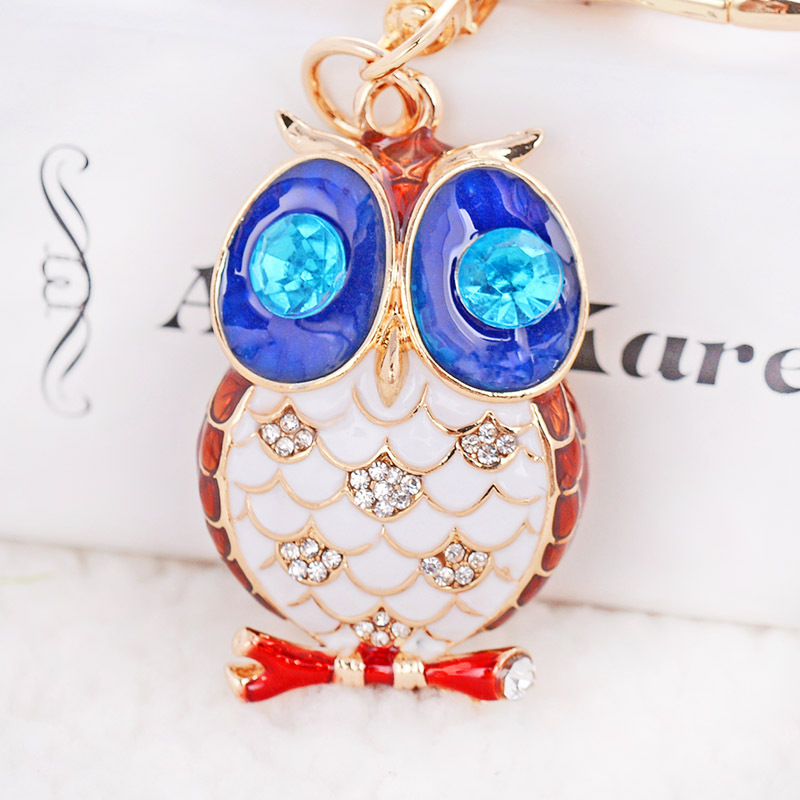 Big Red Owl 2668automobile Key buckle exquisite lovely rhinestone owl Key chain female classic foreign trade personality Pendants Creative gifts