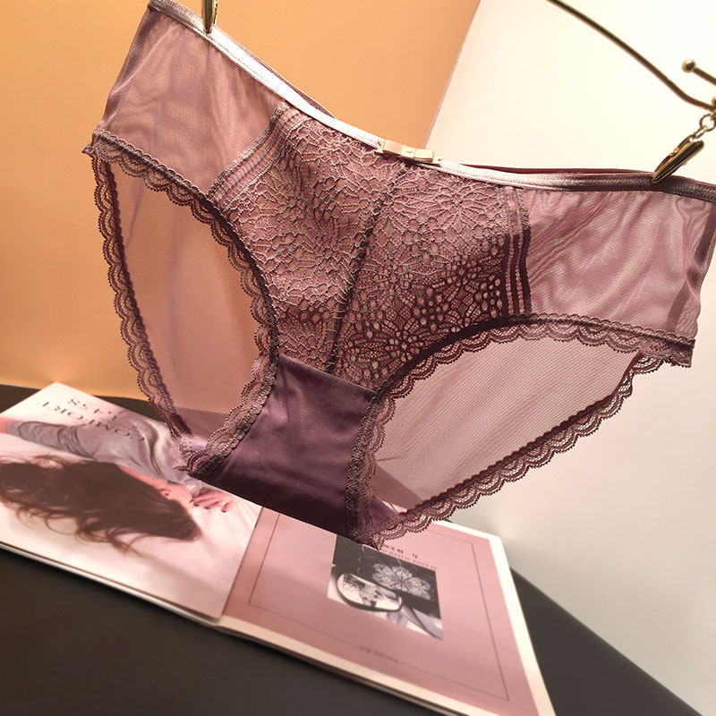 Japanese style comfortable breathable japanese lace mesh underwear women's sexy seductive low-waist cotton briefs