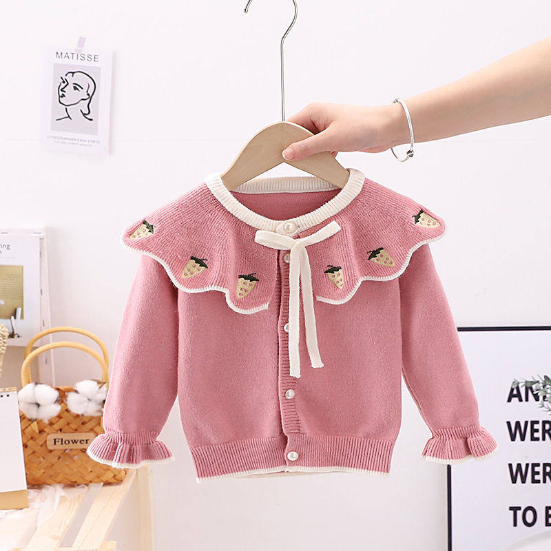 Girls coat autumn new Korean version of children's clothing baby knitted sweater princess children's foreign style top cardigan