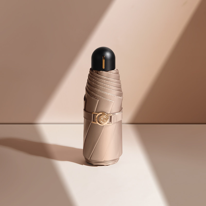 Five-fold ultra light sunshade with small portable clear and rain dual-use folding female double beach umbrella sunscreen anti-UV umbrella