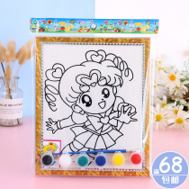 Student Hand Graffiti Painting Watercolor Painting Children Photo Frame Safe Washable 6 Color Paint Gold Powder Painting School Hot Sell