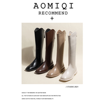 However the knee-length cylinder boots woman 2022s new autumn and winter high cylinder boot fashion rear zipper square head flat bottom long boots