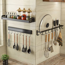 Multifunctional kitchen hook rack non-perforated row hook Wall Wall Wall a row of kitchenware spoon hanging rod storage rack artifact