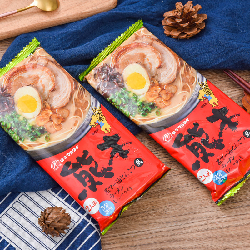Japan imports marutai Jiuzhou Kumamoto guinea pig bone soup flavor Japan-style Noodle Instant Noodle quick food hanging noodles 2 people