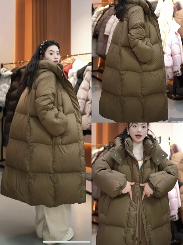 3/5 Lantern Sleeve Quilted High-Weight Quilt 500g 90% White Goose down High-End Puff Long down Jacket
