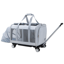 Pet stroller trolley bag for two cats to go out breathable and portable large-capacity cat bag for walking cats and small dogs