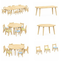 Childrens solid wood furniture oak desks and chairs set kindergarten wooden tables and chairs early education training center desk