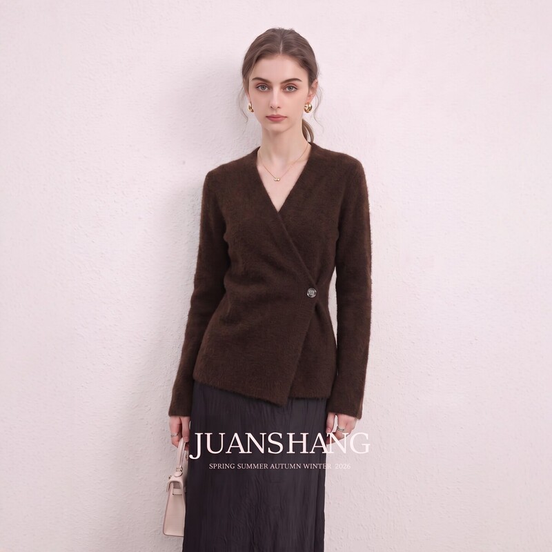 High-End V-Neck Twist-Button Knit Cardigan for Women, 2026 Autumn New Style, Waist-Cinching, Wrap-Around, Lazy Style, Elegant Top High-End V-Neck Twist-Button Knit Cardigan for Women, 2026 Autumn New Style, Waist-Cinching, Wrap-Around, Lazy Style, Elegant Top