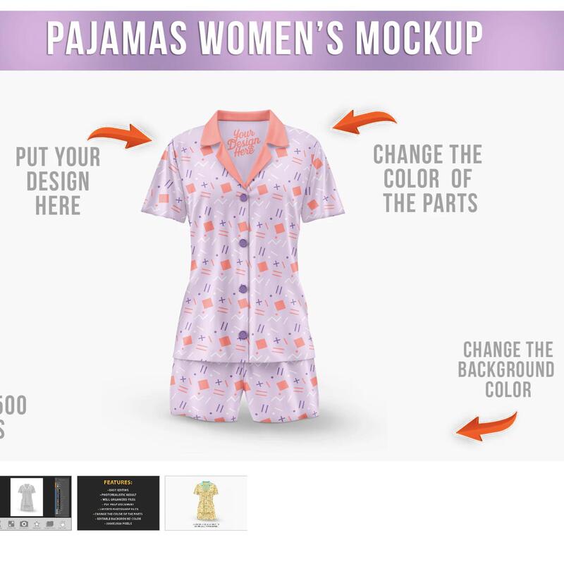 Home-Use Women's Cotton Shorts and Short-Sleeve Pajamas Vi Design Mockup Psd Smart Layer Mockup Effect Display Material