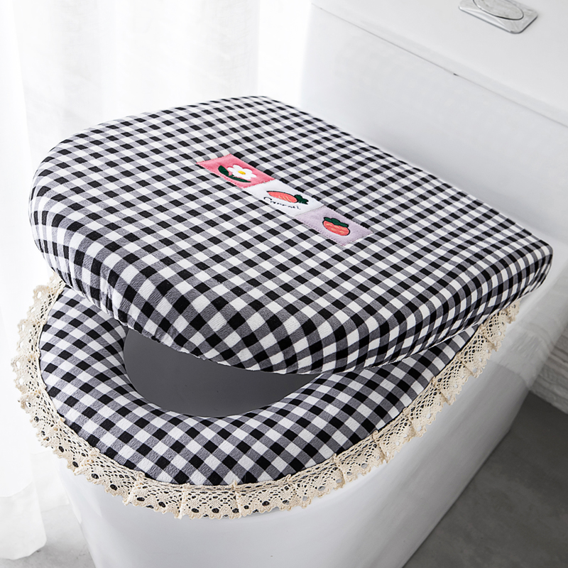 Toilet cushion cushion home set cute plush plush universal waterproof zipper extra seat cover two-piece set