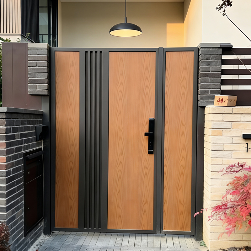 Wood Grain Aluminum Courtyard Door, Wrought Iron Villa Gate, Simple Community Garden Gate, Rural Self-Built House Yard Gate, Guesthouse Gate