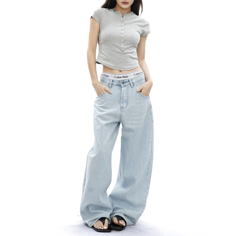 S3T5 American Retro Washed Blue Straight-Leg Jeans for Men and Women, New Versatile Loose Wide-Leg Relaxed Casual Pants S3T5 American Retro Washed Blue Straight-Leg Jeans for Men and Women, New Versatile Loose Wide-Leg Relaxed Casual Pants