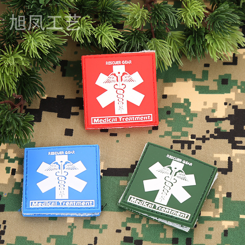 Velcro chapter glue chapter PVC backpack with armband national flag magic sticker red cross medical rescue morale chapter