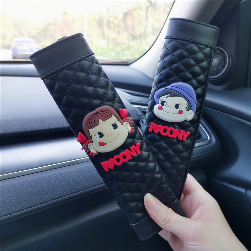 Creative Cute Car Seat Belt Protection Shoulder Strap Car Inside Children Cartoon Safety Rope All Season Universal Protective Sheath Leather