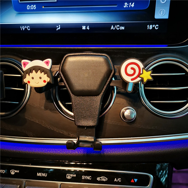Vehicular cute cartoon gravity branch driving inner air outlet buckle type supporting frame car with navigation mobile phone bracket