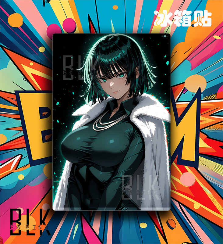 Baroque-Style "Sparkling Snow" One-Punch Man Issei Genos Anime Decorative Painting Refrigerator Magnet