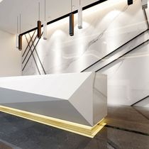 Front desk collection of silver desk Baking Varnish Bar Terrace Beauty Institute Reception Desk Office Brief Modern Consulting Greeting Bentdesk Custom Light Belt