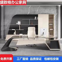 Light luxury simple modern painted presidents desk corner table high-end designer workbench file cabinet