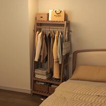 All solid wood floor-standing clothes hanger coat rack bedroom storage rack home space-saving simple internet celebrity small clothes rack