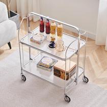 Internet celebrity movable folding dining cart second-hand glass trolley living room sofa side table simple light luxury style storage rack