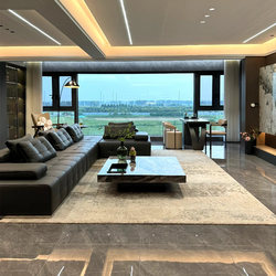 Xuanfan Italian Minimalist Genuine High-End Lawrence Leather Sofa, Top-Grain Cowhide, Large Flat Floor Living Room Chaise Lounge Set