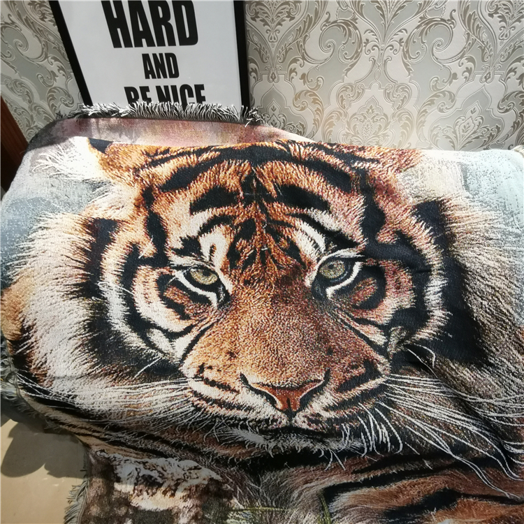 Nước Mỹ đầu hổ tấm thảm giải trí chăn in gió giường nhà retro cá tính trang trí chăn sofa chăn chăn - Ném / Chăn chăn lông