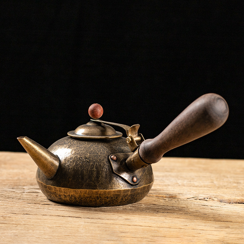 Chaoshan Gongfu Tea Copper Water Kettle Water Kettle Brass Teapot Copper Gilt Silver Teapot Boiling Water Kettle Can Open Fire Teapot