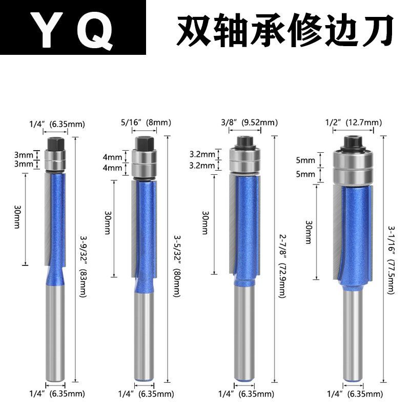 German import Double bearing edging knife Wood milling cutter double-edged straight knife lengthened edging machine tool head deburring imitation-Taobao