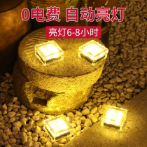 Solar LED floor tile light Glass buried light Outdoor garden Park villa rainproof lawn light Decorative night light