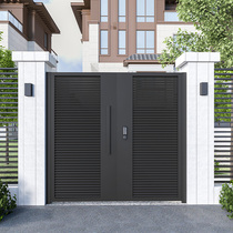 Custom Minimun Stainless Steel Villa Courtyard Door Aluminum Alloy shutter Door Village fence Entrance Single Double Open Door
