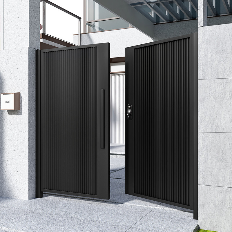 Wrought iron courtyard door villa door laser cutting community outdoor iron art door rural yard gate double door custom