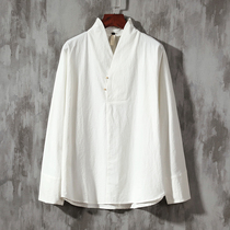 Chinese style improved Hanfu mens clothing Chinese jacket Lay suit Ancient costume Zen suit Youth tea suit Retro base top