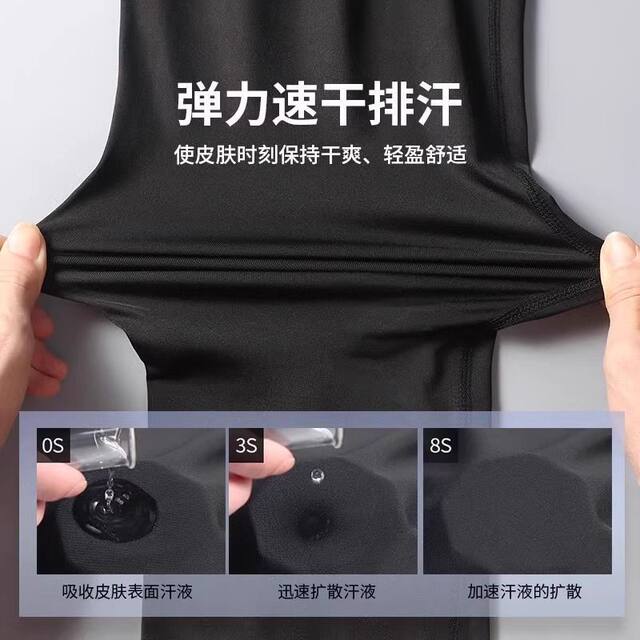 Quick-drying tights men's sports underwear set fitness training clothes running bottoming high-elastic basketball pants can hold mobile phones